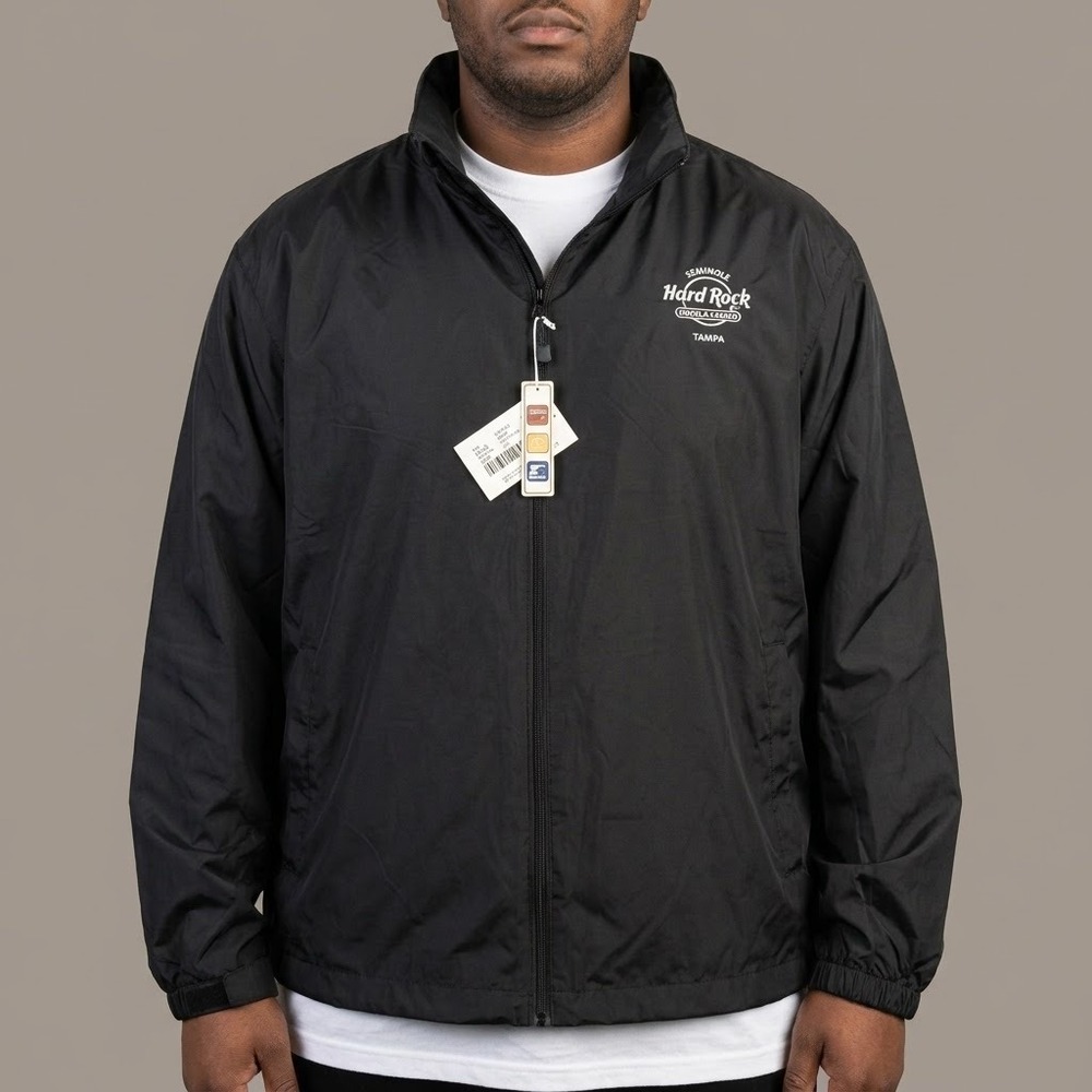 North End Hard Rock Casino Jacket Mens 2XL Black Windbreaker NWT